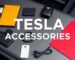 Collection of useful Tesla accessories on a stylish background.