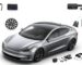 Tesla car with a variety of OEM accessories displayed.